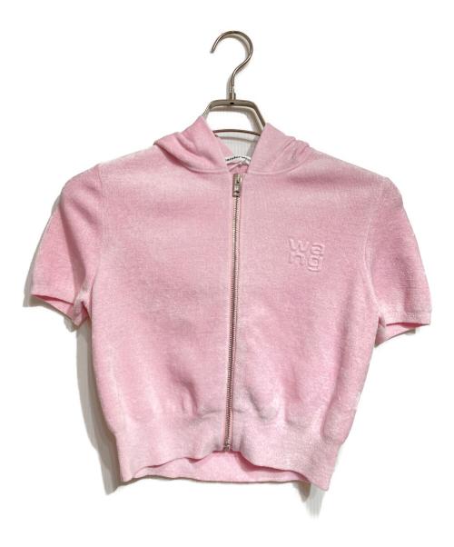ALEXANDER WANG.T（アレキサンダーワンティー）ALEXANDER WANG.T (アレキサンダーワンティー) S/S HOODIE/半袖フーディー ピンク サイズ:Sの古着・服飾アイテム