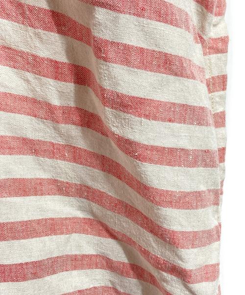 45R（フォーティファイブ・アール）45R (フォーティファイブ・アール) リネンバスクのセイルプルドレス/Short-sleeved one-piece ベージュ×ピンク サイズ:－の古着・服飾アイテム