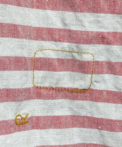45R（フォーティファイブ・アール）45R (フォーティファイブ・アール) リネンバスクのセイルプルドレス/Short-sleeved one-piece ベージュ×ピンク サイズ:－の古着・服飾アイテム