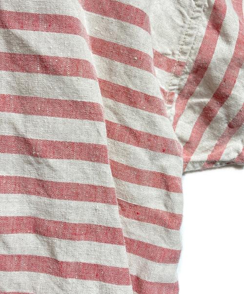 45R（フォーティファイブ・アール）45R (フォーティファイブ・アール) リネンバスクのセイルプルドレス/Short-sleeved one-piece ベージュ×ピンク サイズ:－の古着・服飾アイテム