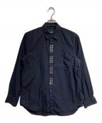COMME des GARCONS HOMME PLUS EVERGREENコムデギャルソンオムプリュスエバーグリーン）の古着「ガーメントダイフロントスタッズシャツ/Garment-dyed front studded shirt」｜ネイビー