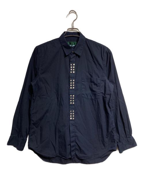 COMME des GARCONS HOMME PLUS EVERGREEN（コムデギャルソンオムプリュスエバーグリーン）COMME des GARCONS HOMME PLUS EVERGREEN ガーメントダイフロントスタッズシャツ/Garment-dyed front studded shirt ネイビー サイズ:SSの古着・服飾アイテム