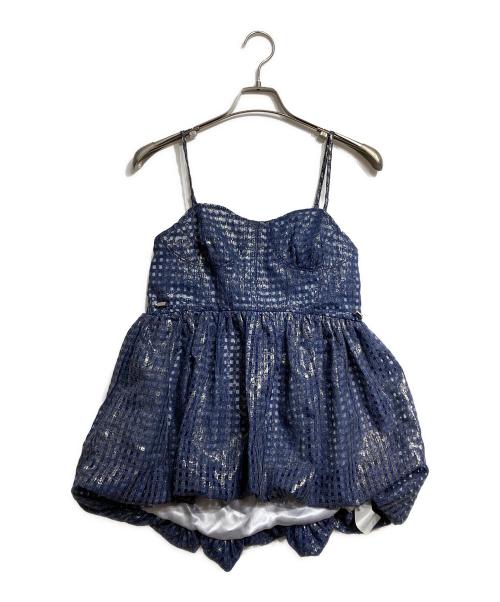 POPPY（ポピー）POPPY (ポピー) Metallic gingham balloon tunic/メタリックギンガムバルーンチュニック ネイビー サイズ:Fの古着・服飾アイテム