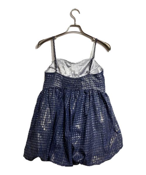 POPPY（ポピー）POPPY (ポピー) Metallic gingham balloon tunic/メタリックギンガムバルーンチュニック ネイビー サイズ:Fの古着・服飾アイテム