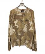 stussyステューシー）の古着「チョコチップカモサーマルカットソー」｜ベージュ