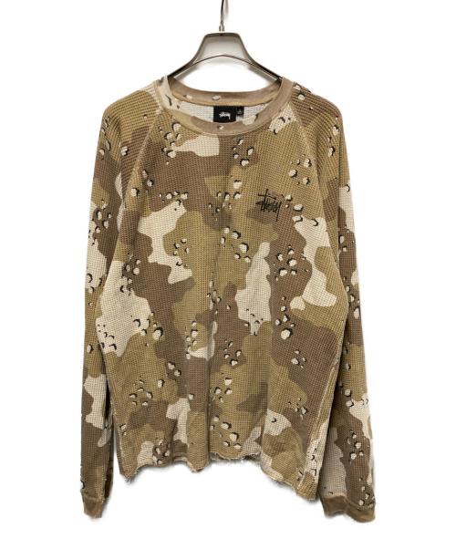 stussy（ステューシー）stussy (ステューシー) チョコチップカモサーマルカットソー ベージュ サイズ:Lの古着・服飾アイテム