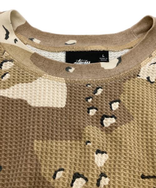 stussy（ステューシー）stussy (ステューシー) チョコチップカモサーマルカットソー ベージュ サイズ:Lの古着・服飾アイテム
