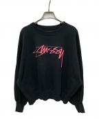 stussyステューシー）の古着「ロゴスウェット」｜ブラック×ピンク