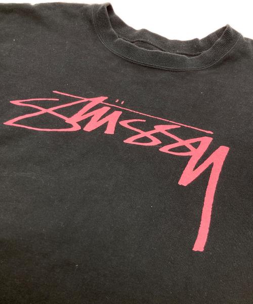 stussy（ステューシー）stussy (ステューシー) ロゴスウェット ブラック×ピンク サイズ:Sの古着・服飾アイテム