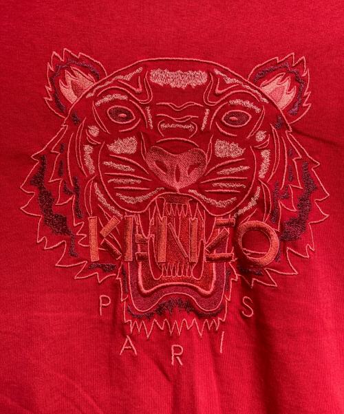 KENZO（ケンゾー）KENZO (ケンゾー) タイガー刺繍Tシャツ/Tiger-embroidered T-shirt レッド サイズ:Mの古着・服飾アイテム
