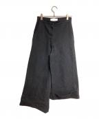 nancy stella sotoナンシーステラソト）の古着「アシメワイドデニムパンツ/Asymmetrical wide-leg denim pants」｜ブラック