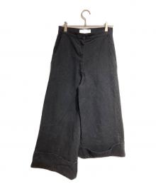 nancy stella soto（ナンシーステラソト）の古着「アシメワイドデニムパンツ/Asymmetrical wide-leg denim pants」｜ブラック