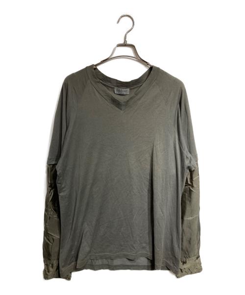 YOHJI YAMAMOTO（ヨウジヤマモト）YOHJI YAMAMOTO (ヨウジヤマモト) Vネックネイヤードカットソー/Layered V-neck cut and sewn グレー サイズ:3の古着・服飾アイテム