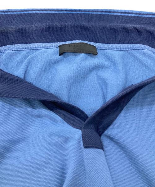 PRADA（プラダ）PRADA (プラダ) Cotton Long Sleeve Red Tab Polo/コットン長袖レッドタブポロシャツ ブルー サイズ:XXLの古着・服飾アイテム