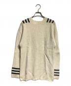 Yohji Yamamoto pour hommeヨウジヤマモト プールオム）の古着「リブラインウールニット/Ribbed wool knit」｜ベージュ