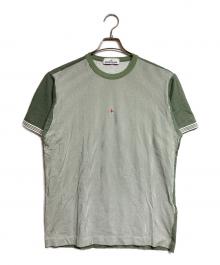 STONE ISLAND（ストーンアイランド）の古着「ストライプ切替バックロゴTシャツ/Striped back logo T-shirt」｜グリーン
