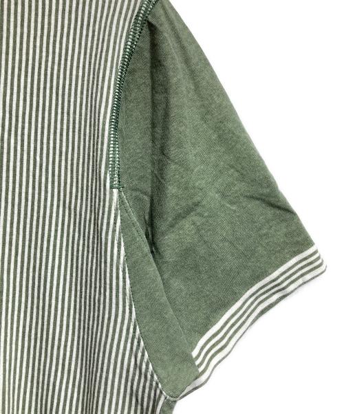 STONE ISLAND（ストーンアイランド）STONE ISLAND (ストーンアイランド) ストライプ切替バックロゴTシャツ/Striped back logo T-shirt グリーン サイズ:Lの古着・服飾アイテム