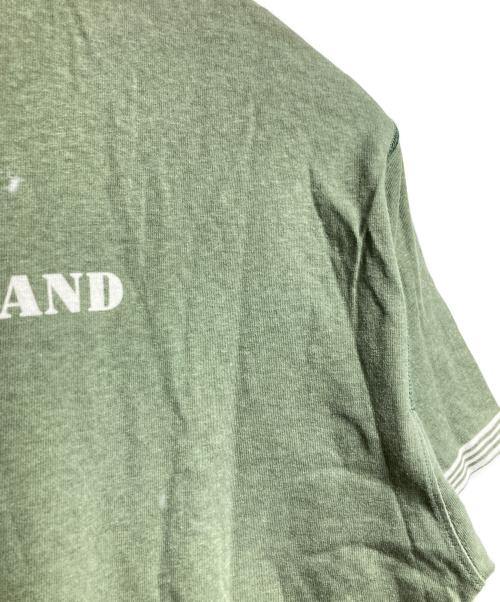 STONE ISLAND（ストーンアイランド）STONE ISLAND (ストーンアイランド) ストライプ切替バックロゴTシャツ/Striped back logo T-shirt グリーン サイズ:Lの古着・服飾アイテム
