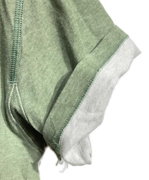 STONE ISLAND（ストーンアイランド）STONE ISLAND (ストーンアイランド) ストライプ切替バックロゴTシャツ/Striped back logo T-shirt グリーン サイズ:Lの古着・服飾アイテム