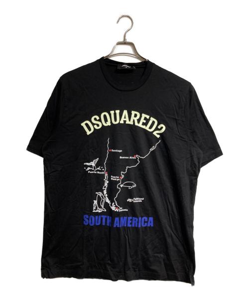 DSQUARED2（ディースクエアード）DSQUARED2 (ディースクエアード) プリントTシャツ/Printed t-shirt ブラック サイズ:Mの古着・服飾アイテム