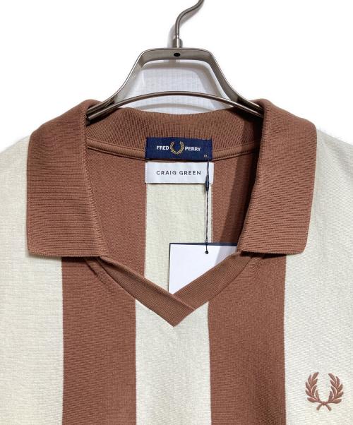 FRED PERRY（フレッドペリー）FRED PERRY (フレッドペリー) CRAIG GREEN (クレイグ グリーン) ストライプポロシャツ/Striped polo shirt ブラウン サイズ:XLの古着・服飾アイテム