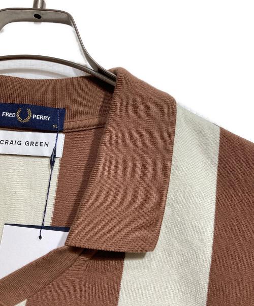 FRED PERRY（フレッドペリー）FRED PERRY (フレッドペリー) CRAIG GREEN (クレイグ グリーン) ストライプポロシャツ/Striped polo shirt ブラウン サイズ:XLの古着・服飾アイテム