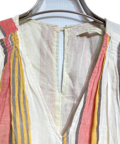 ne quittez pas（ヌキテパ）ne quittez pas (ヌキテパ) Cotton Voile Stripe Panel Dress/コットンボイルストライプパネルドレス ホワイト×レッド×オレンジ サイズ:－の古着・服飾アイテム