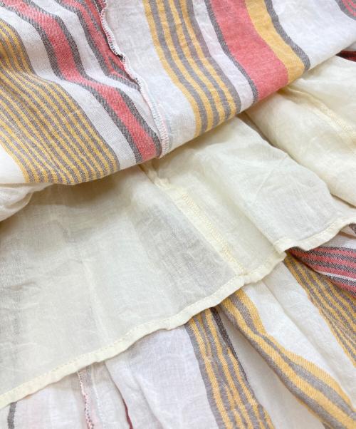 ne quittez pas（ヌキテパ）ne quittez pas (ヌキテパ) Cotton Voile Stripe Panel Dress/コットンボイルストライプパネルドレス ホワイト×レッド×オレンジ サイズ:－の古着・服飾アイテム
