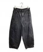 GLAMOURグラマー）の古着「コーティングバギーデニムパンツ/Coated baggy denim pants」｜ブラック