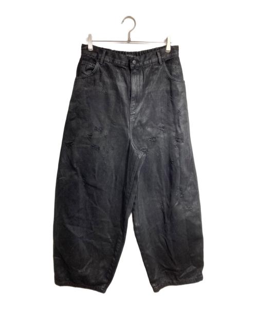 GLAMOUR（グラマー）GLAMOUR (グラマー) コーティングバギーデニムパンツ/Coated baggy denim pants ブラック サイズ:－の古着・服飾アイテム