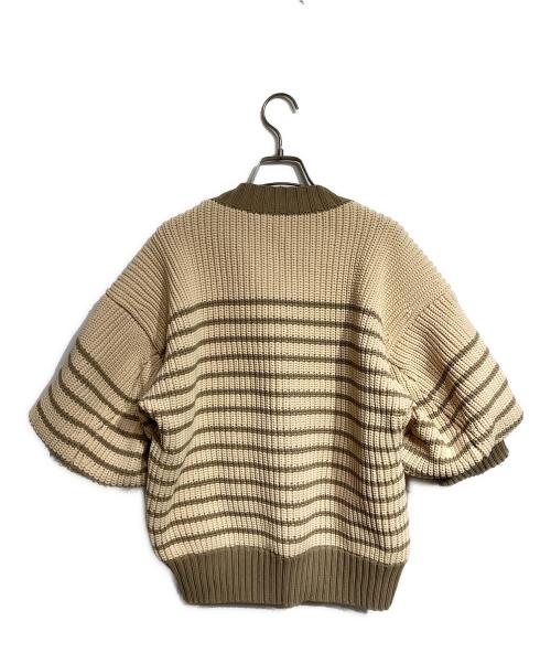 sacai（サカイ）sacai (サカイ) ボリュームボーダーニット/Volume border knit ベージュ×グリーン サイズ:4の古着・服飾アイテム