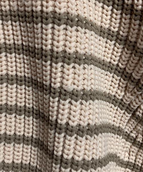 sacai（サカイ）sacai (サカイ) ボリュームボーダーニット/Volume border knit ベージュ×グリーン サイズ:4の古着・服飾アイテム
