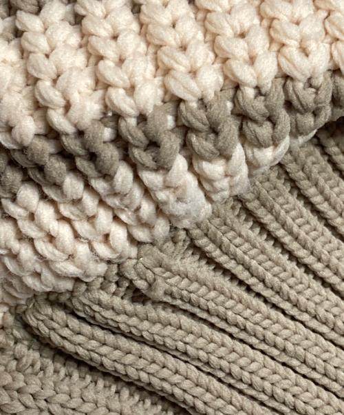 sacai（サカイ）sacai (サカイ) ボリュームボーダーニット/Volume border knit ベージュ×グリーン サイズ:4の古着・服飾アイテム