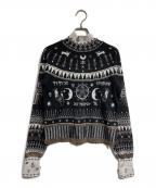 rurumuルルムウ）の古着「tribal tattoo knit tops/トライバルタトゥー柄ニットトップス」｜ブラック