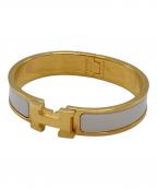 HERMESエルメス）の古着「クリックHエナメルブレスレット/Hermès Clic H enamel bracelet」｜ゴールド×ホワイト