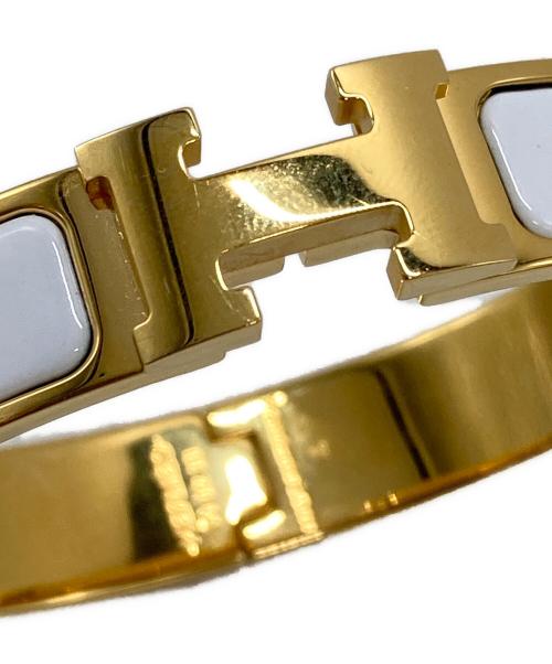 HERMES（エルメス）HERMES (エルメス) クリックHエナメルブレスレット/Hermès Clic H enamel bracelet ゴールド×ホワイト サイズ:PMの古着・服飾アイテム