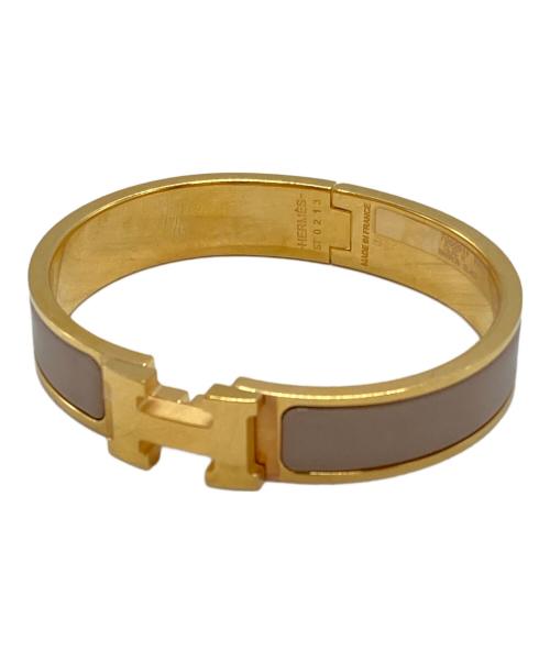 HERMES（エルメス）HERMES (エルメス) クリックHエナメルブレスレット/Hermès Clic H enamel bracelet ゴールド×ブラウン サイズ:PMの古着・服飾アイテム