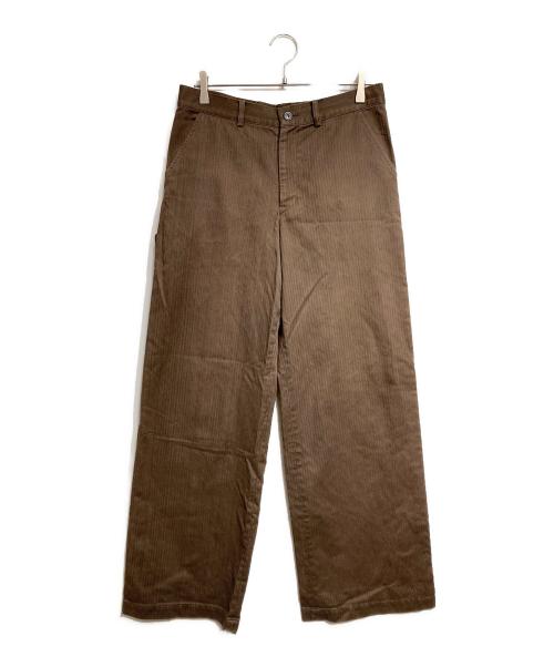 Y's（ワイズ）Y's (ワイズ) HBTコットンワイドパンツ/HBT Cotton Wide-Leg Pants ブラウン サイズ:3の古着・服飾アイテム