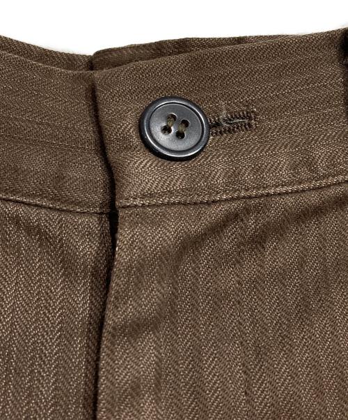 Y's（ワイズ）Y's (ワイズ) HBTコットンワイドパンツ/HBT Cotton Wide-Leg Pants ブラウン サイズ:3の古着・服飾アイテム