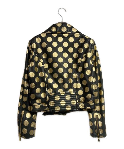 BOUTIQUE MOSCHINO（ブティック モスキーノ）BOUTIQUE MOSCHINO (ブティック モスキーノ) ドットライダースジャケット/Polka Dot Rider Jacket ブラック×ゴールド サイズ:40の古着・服飾アイテム