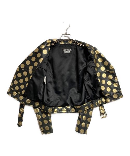 BOUTIQUE MOSCHINO（ブティック モスキーノ）BOUTIQUE MOSCHINO (ブティック モスキーノ) ドットライダースジャケット/Polka Dot Rider Jacket ブラック×ゴールド サイズ:40の古着・服飾アイテム