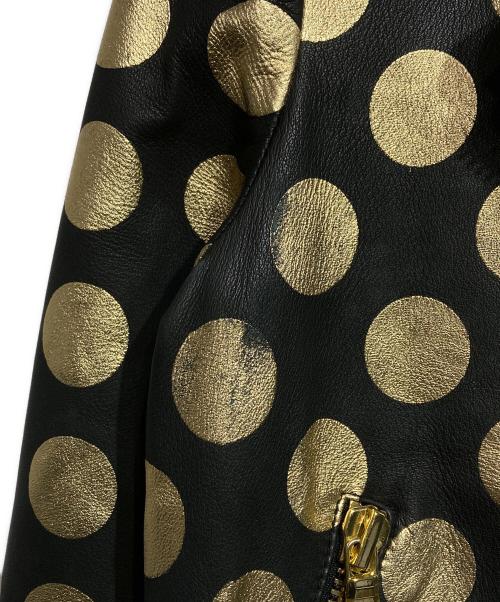BOUTIQUE MOSCHINO（ブティック モスキーノ）BOUTIQUE MOSCHINO (ブティック モスキーノ) ドットライダースジャケット/Polka Dot Rider Jacket ブラック×ゴールド サイズ:40の古着・服飾アイテム