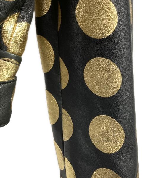 BOUTIQUE MOSCHINO（ブティック モスキーノ）BOUTIQUE MOSCHINO (ブティック モスキーノ) ドットライダースジャケット/Polka Dot Rider Jacket ブラック×ゴールド サイズ:40の古着・服飾アイテム