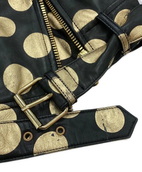 BOUTIQUE MOSCHINO（ブティック モスキーノ）BOUTIQUE MOSCHINO (ブティック モスキーノ) ドットライダースジャケット/Polka Dot Rider Jacket ブラック×ゴールド サイズ:40の古着・服飾アイテム