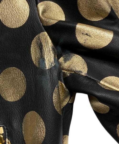 BOUTIQUE MOSCHINO（ブティック モスキーノ）BOUTIQUE MOSCHINO (ブティック モスキーノ) ドットライダースジャケット/Polka Dot Rider Jacket ブラック×ゴールド サイズ:40の古着・服飾アイテム