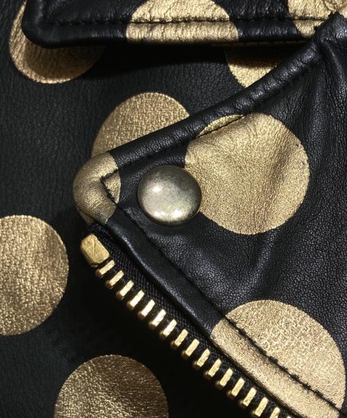 BOUTIQUE MOSCHINO（ブティック モスキーノ）BOUTIQUE MOSCHINO (ブティック モスキーノ) ドットライダースジャケット/Polka Dot Rider Jacket ブラック×ゴールド サイズ:40の古着・服飾アイテム