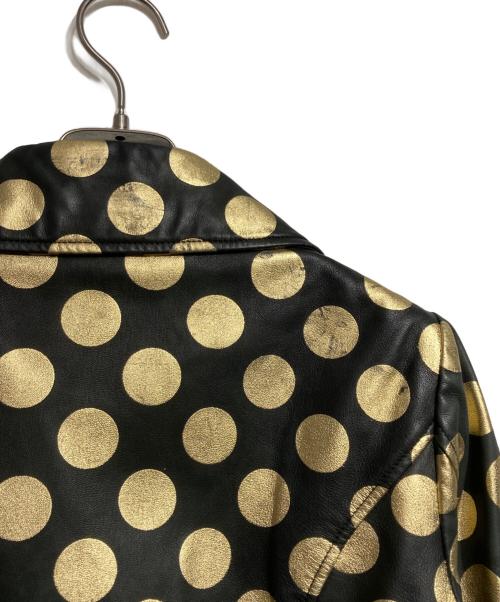 BOUTIQUE MOSCHINO（ブティック モスキーノ）BOUTIQUE MOSCHINO (ブティック モスキーノ) ドットライダースジャケット/Polka Dot Rider Jacket ブラック×ゴールド サイズ:40の古着・服飾アイテム