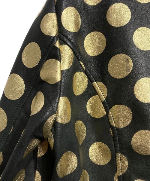 BOUTIQUE MOSCHINO（ブティック モスキーノ）BOUTIQUE MOSCHINO (ブティック モスキーノ) ドットライダースジャケット/Polka Dot Rider Jacket ブラック×ゴールド サイズ:40の古着・服飾アイテム