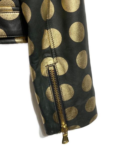 BOUTIQUE MOSCHINO（ブティック モスキーノ）BOUTIQUE MOSCHINO (ブティック モスキーノ) ドットライダースジャケット/Polka Dot Rider Jacket ブラック×ゴールド サイズ:40の古着・服飾アイテム