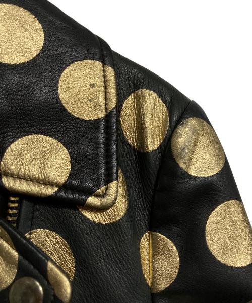 BOUTIQUE MOSCHINO（ブティック モスキーノ）BOUTIQUE MOSCHINO (ブティック モスキーノ) ドットライダースジャケット/Polka Dot Rider Jacket ブラック×ゴールド サイズ:40の古着・服飾アイテム